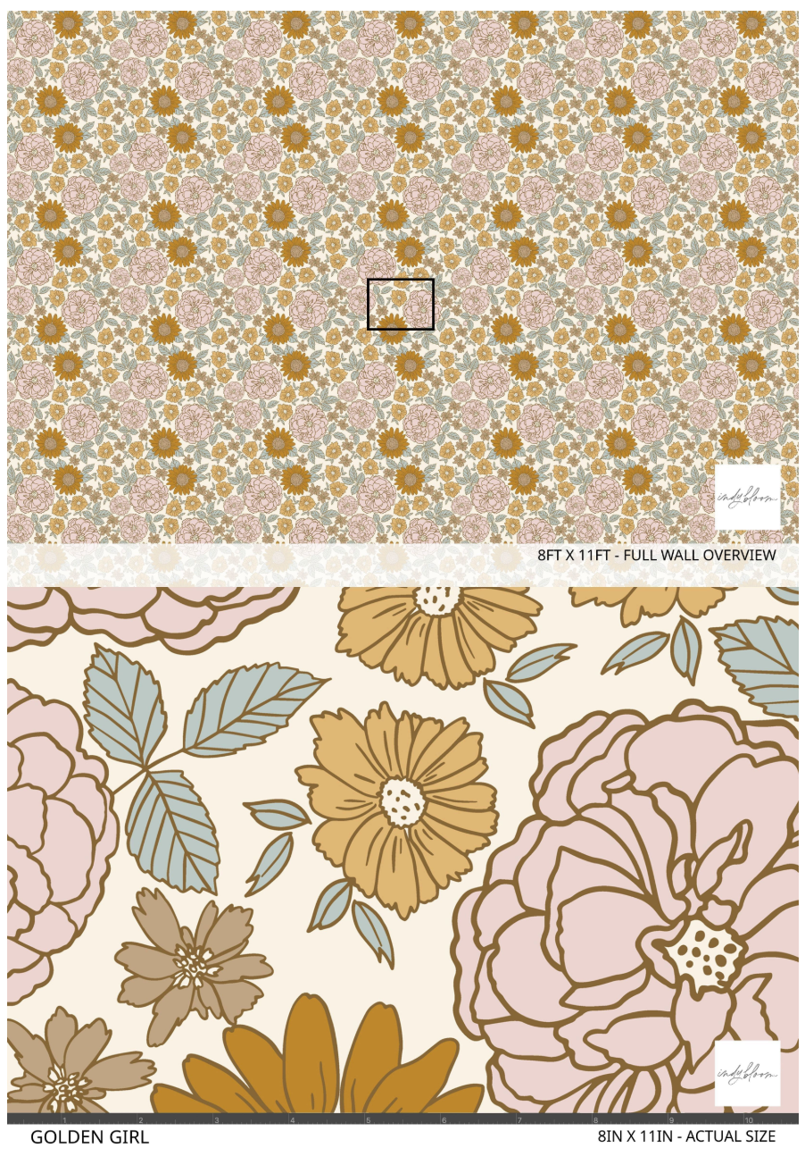 Retro floral wallpaper sample