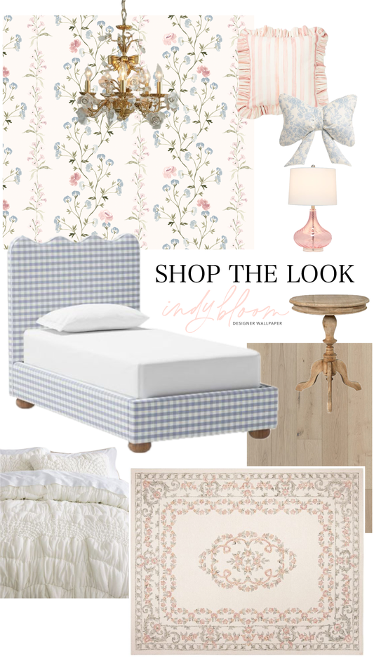 Preppy Country Cottage Core Girls Bedroom- Shop the look
