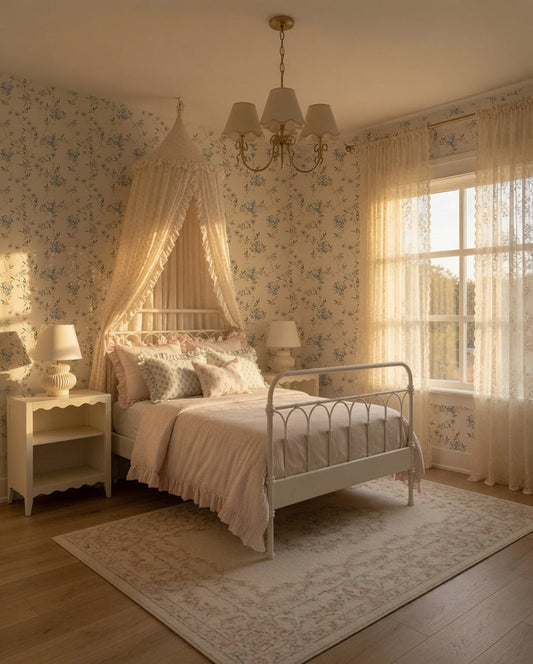 shop the look - Little girls cottage core esthetic room with canopy