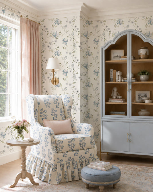Cute Cottage Core Vine Hydrangea Floral Wallpaper Room Inspo