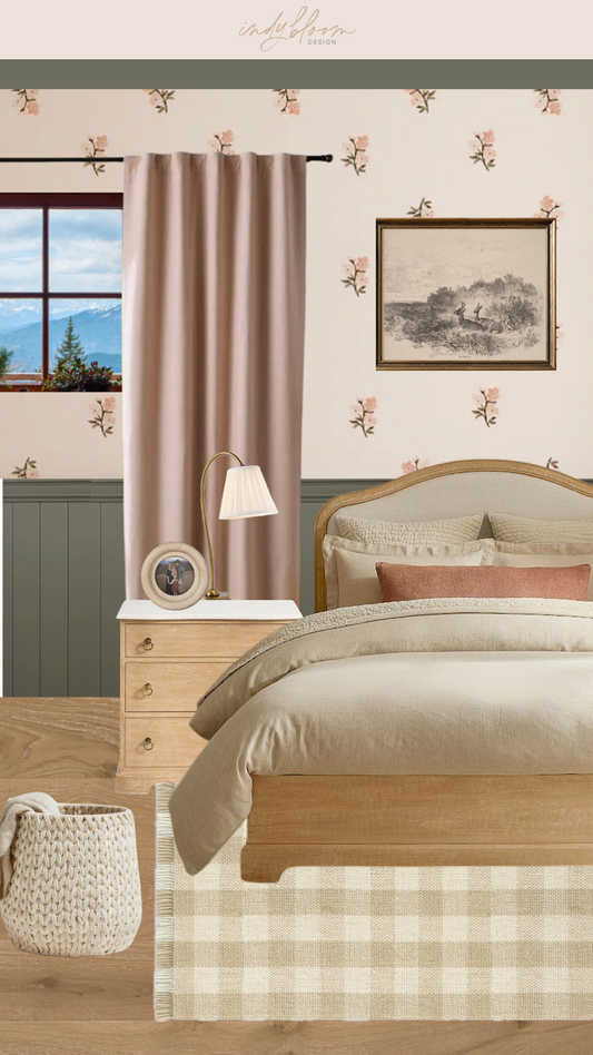 mountainside cottage bedroom design board