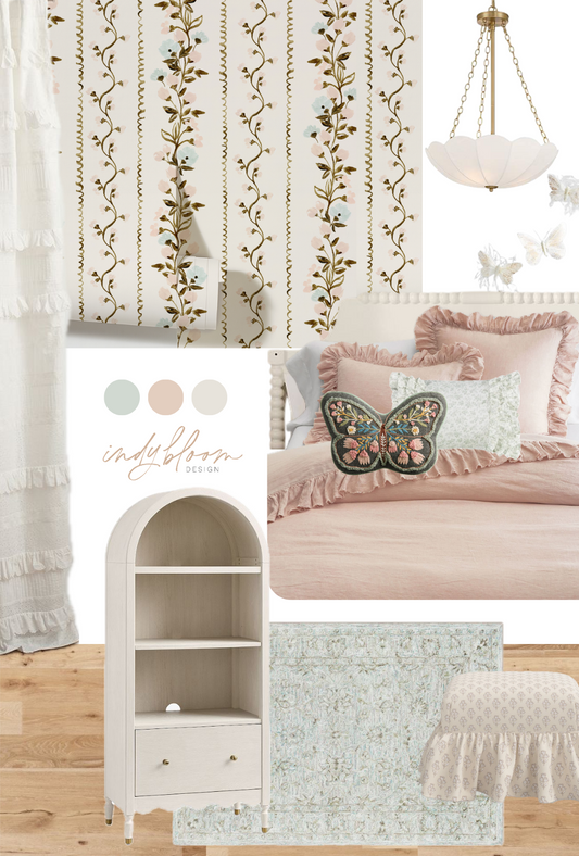 girly bedroom design idea board