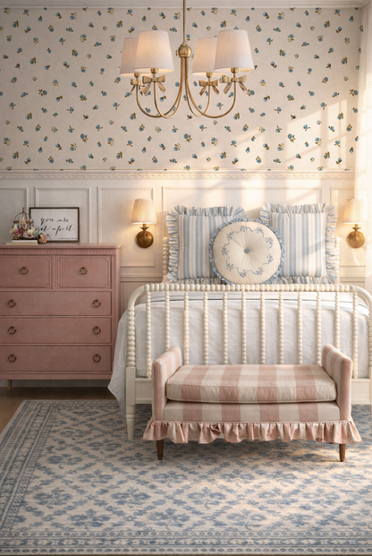 Bluebell Rose Buds | Blue Floral Wallpaper