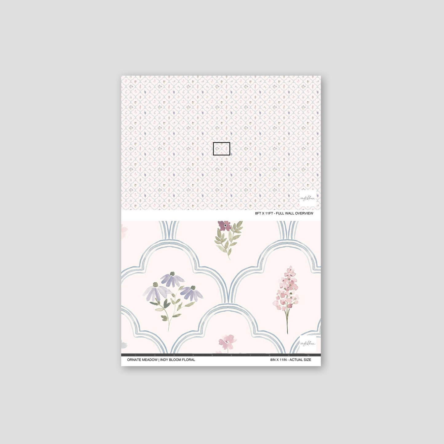Ornate Meadow Wallpaper | Blue Lattice Floral Nursery Wallpaper