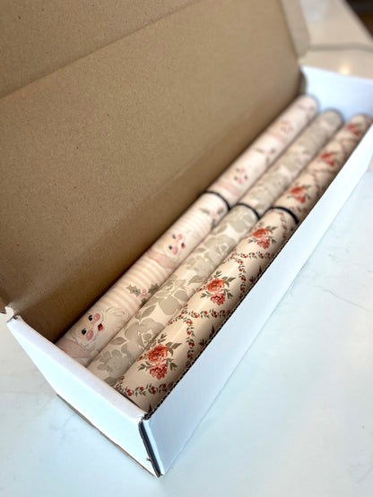 Christmas Vintage Patchwork Coquette Boutique Gift Wrap – 19” Wide Roll