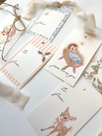 Vintage Christmas Printable Banner + Gift Tags (Digital Download)