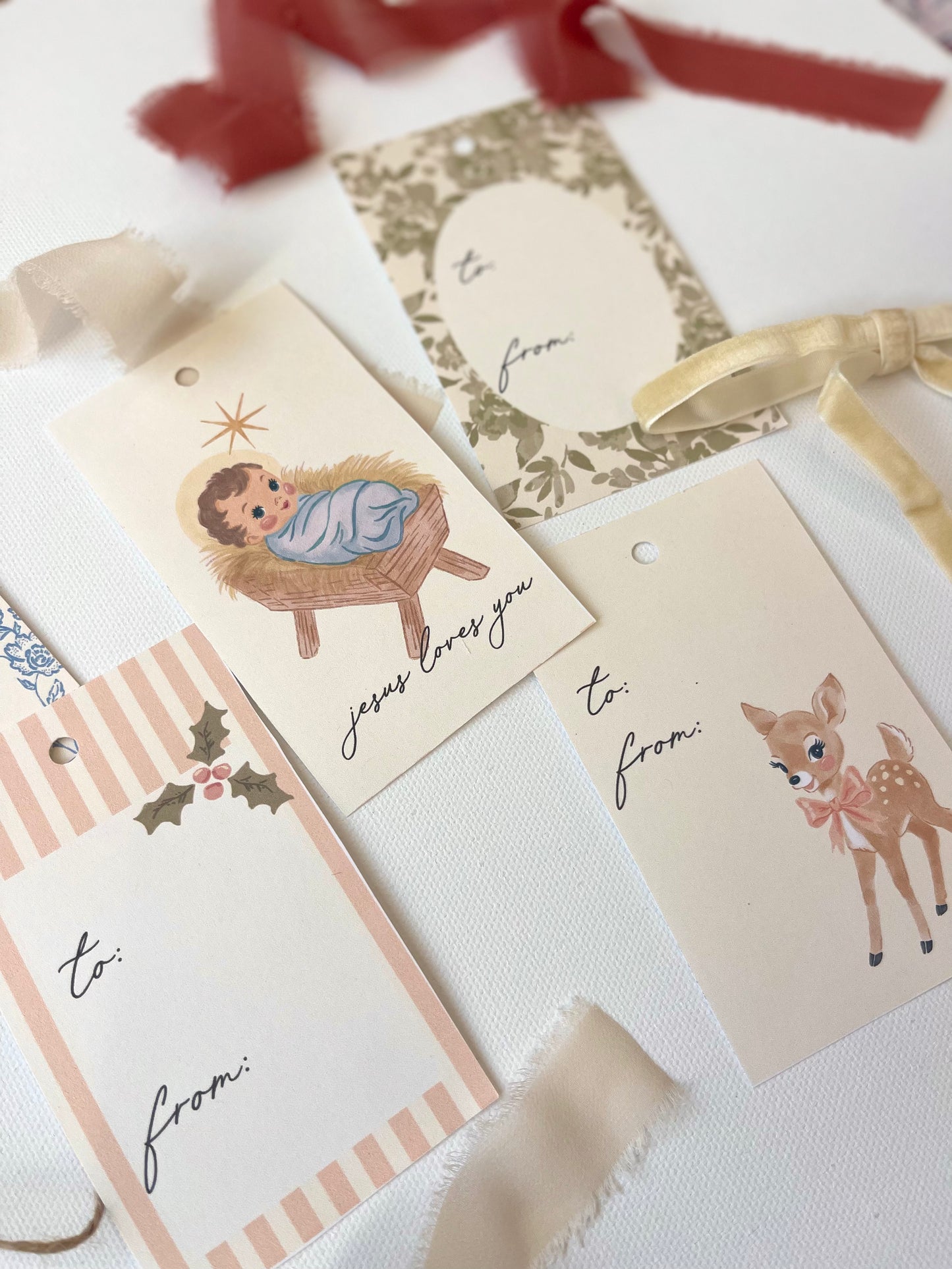 Vintage Christmas Printable Banner + Gift Tags (Digital Download)