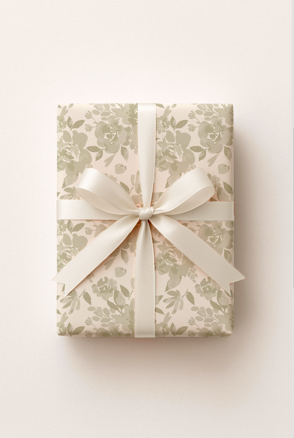 Vintage Christmas rose in muted pine - Boutique Gift Wrap Roll – 19" Inches Wide