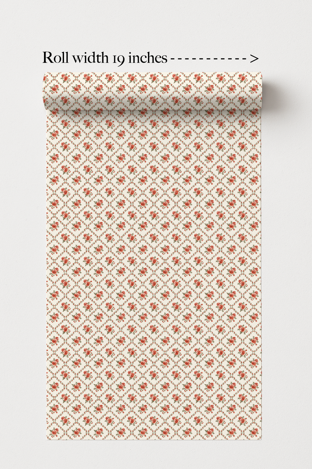 Vintage Christmas Rose- Boutique Gift Wrap Roll – 19" Inches Wide