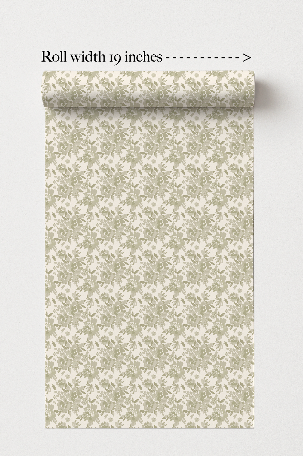 Vintage Christmas rose in muted pine - Boutique Gift Wrap Roll – 19" Inches Wide