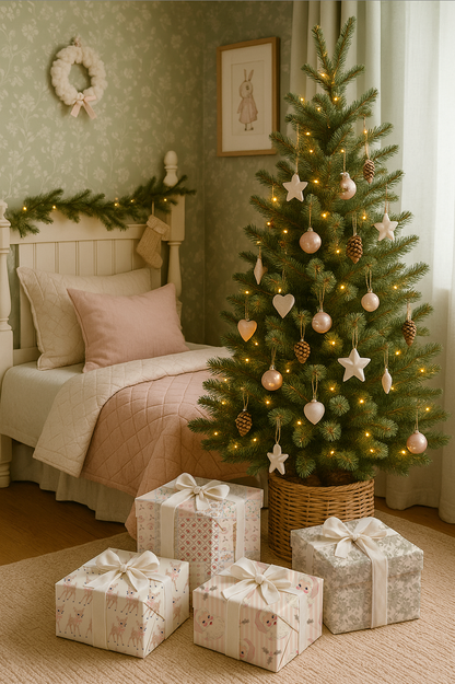 Christmas Vintage Patchwork Coquette Boutique Gift Wrap – 19” Wide Roll