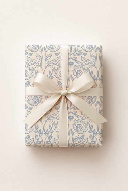 Icy Vintage Floral Boutique Gift Wrap Roll – 19" Inches Wide
