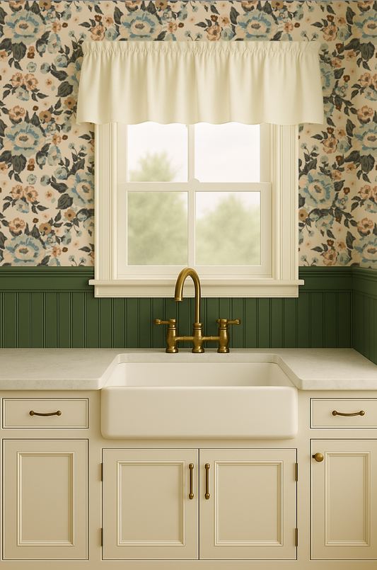 Vintage Cottage Blue Rose- Indy Bloom Wallpaper