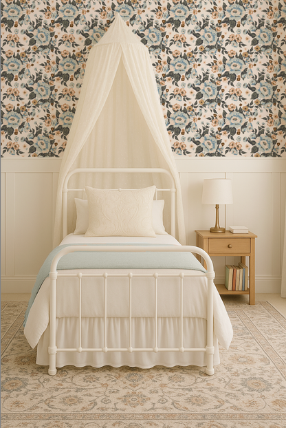 Vintage Cottage Blue Rose- Indy Bloom Wallpaper