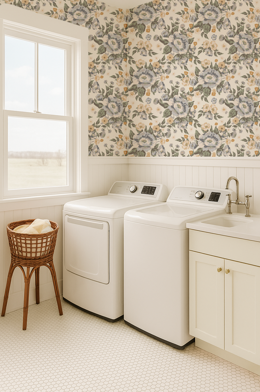 Vintage Cottage Blue Butter Rose