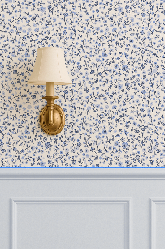 Dainty Blue Jean Floral- Indy Bloom Wallpaper
