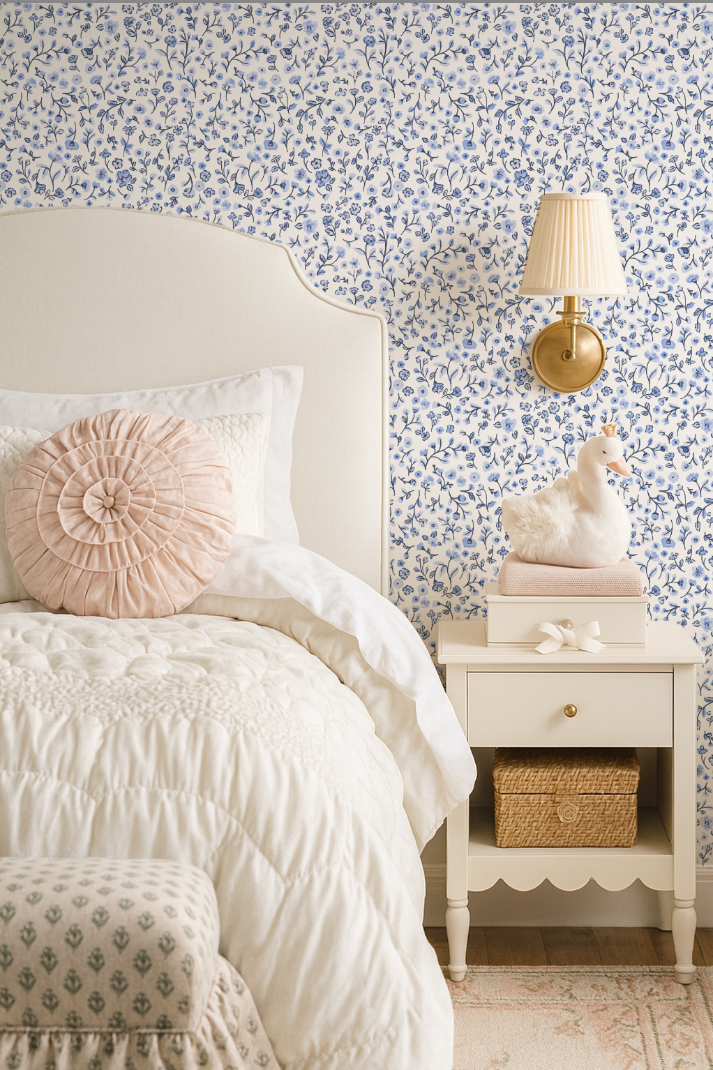 Dainty Blue Jean Floral- Indy Bloom Wallpaper