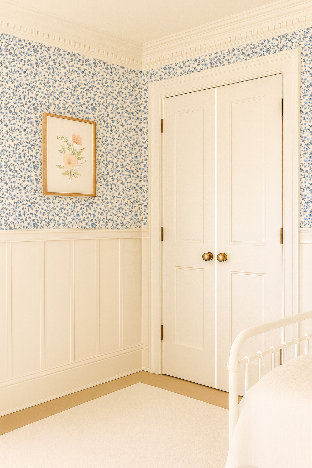 Dainty Blue Jean Floral- Indy Bloom Wallpaper