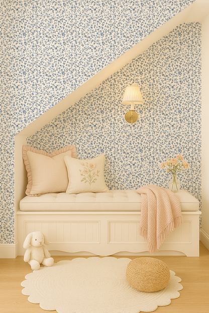 Dainty Blue Jean Floral- Indy Bloom Wallpaper