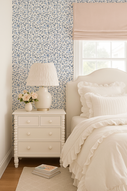 Dainty Blue Jean Floral- Indy Bloom Wallpaper