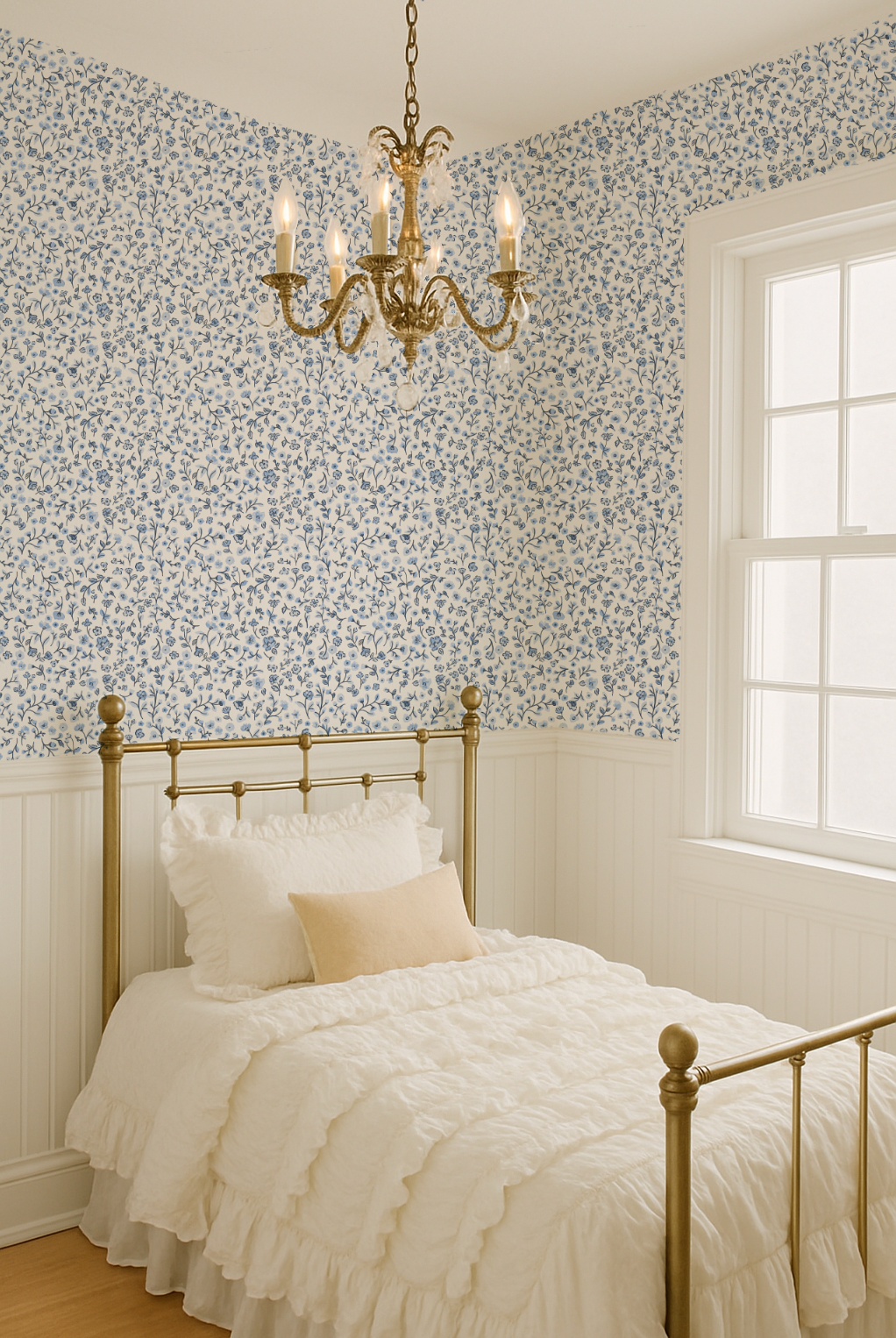 Dainty Blue Jean Floral- Indy Bloom Wallpaper