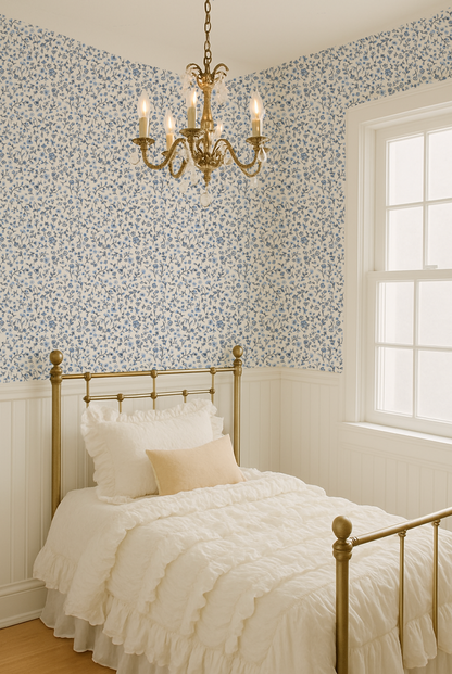 Dainty Blue Jean Floral- Indy Bloom Wallpaper
