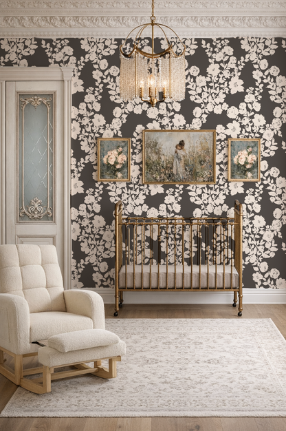 Rose vines in creamy silhouette