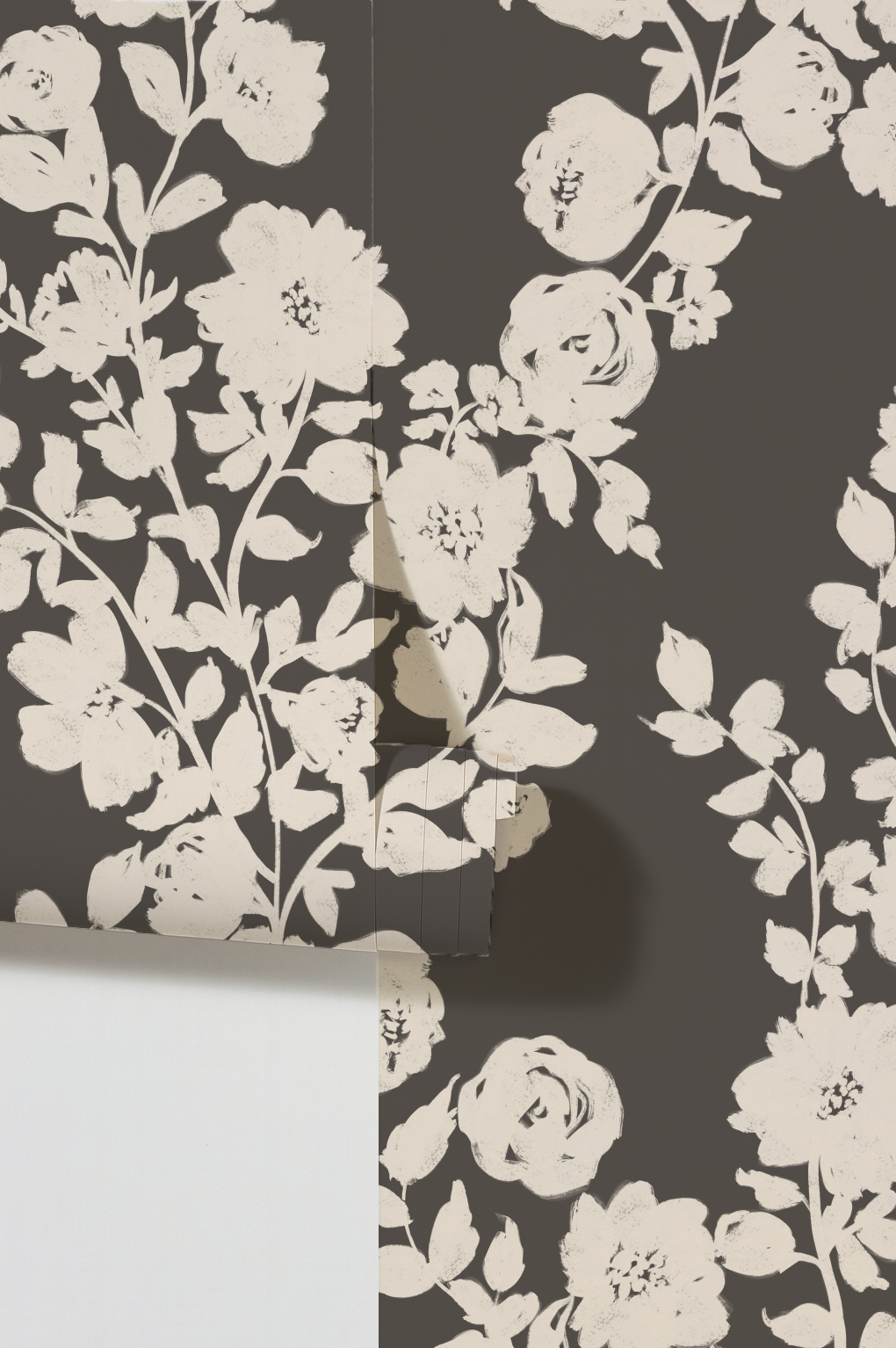 Rose vines in creamy silhouette