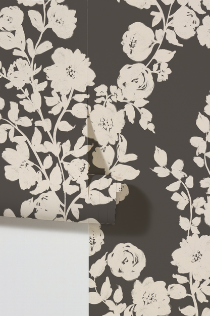 Rose vines in creamy silhouette