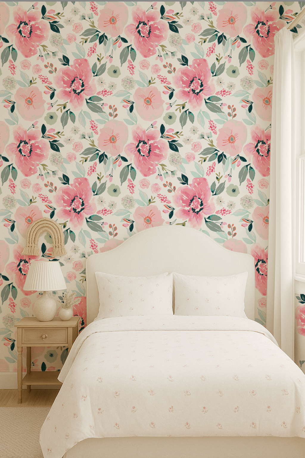 girls boho floral wallpaper 