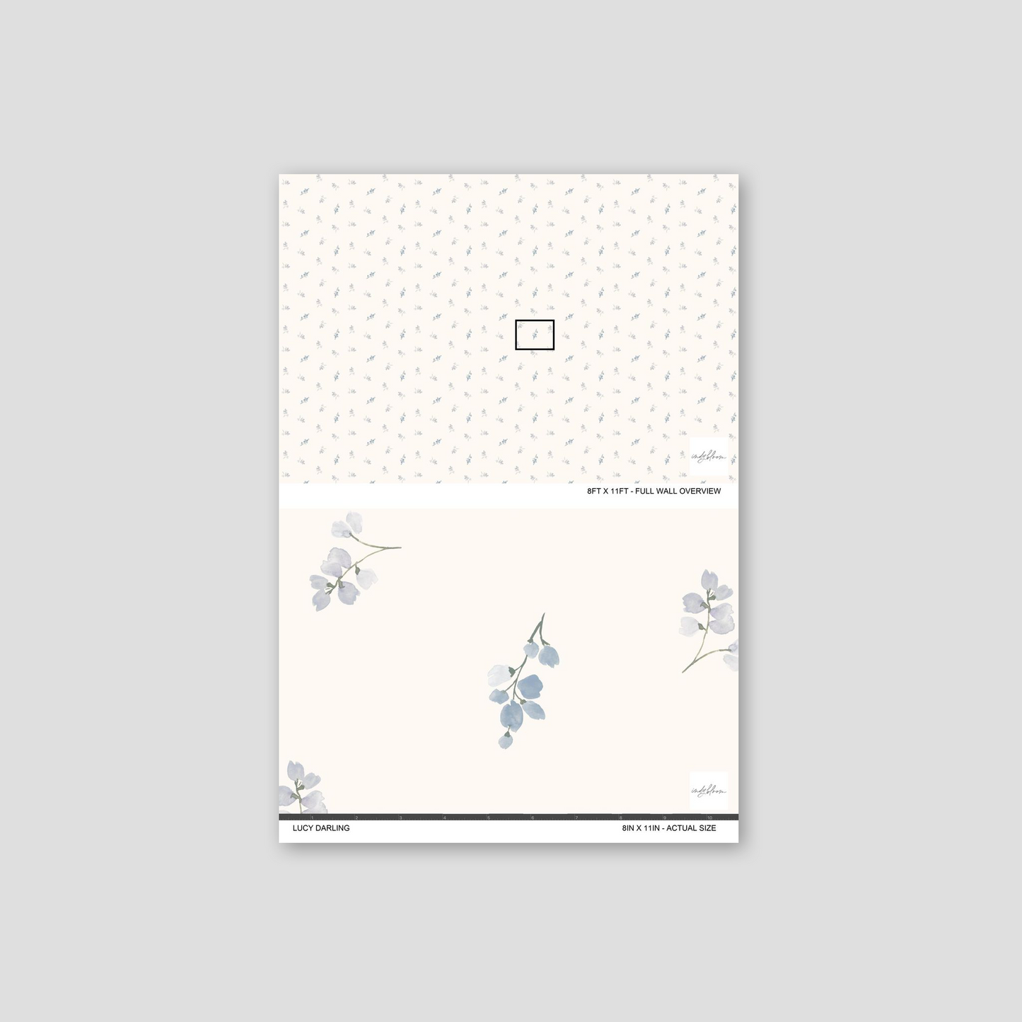 sample beautiful blue floral sage green florals in watercolor wallpaper panels