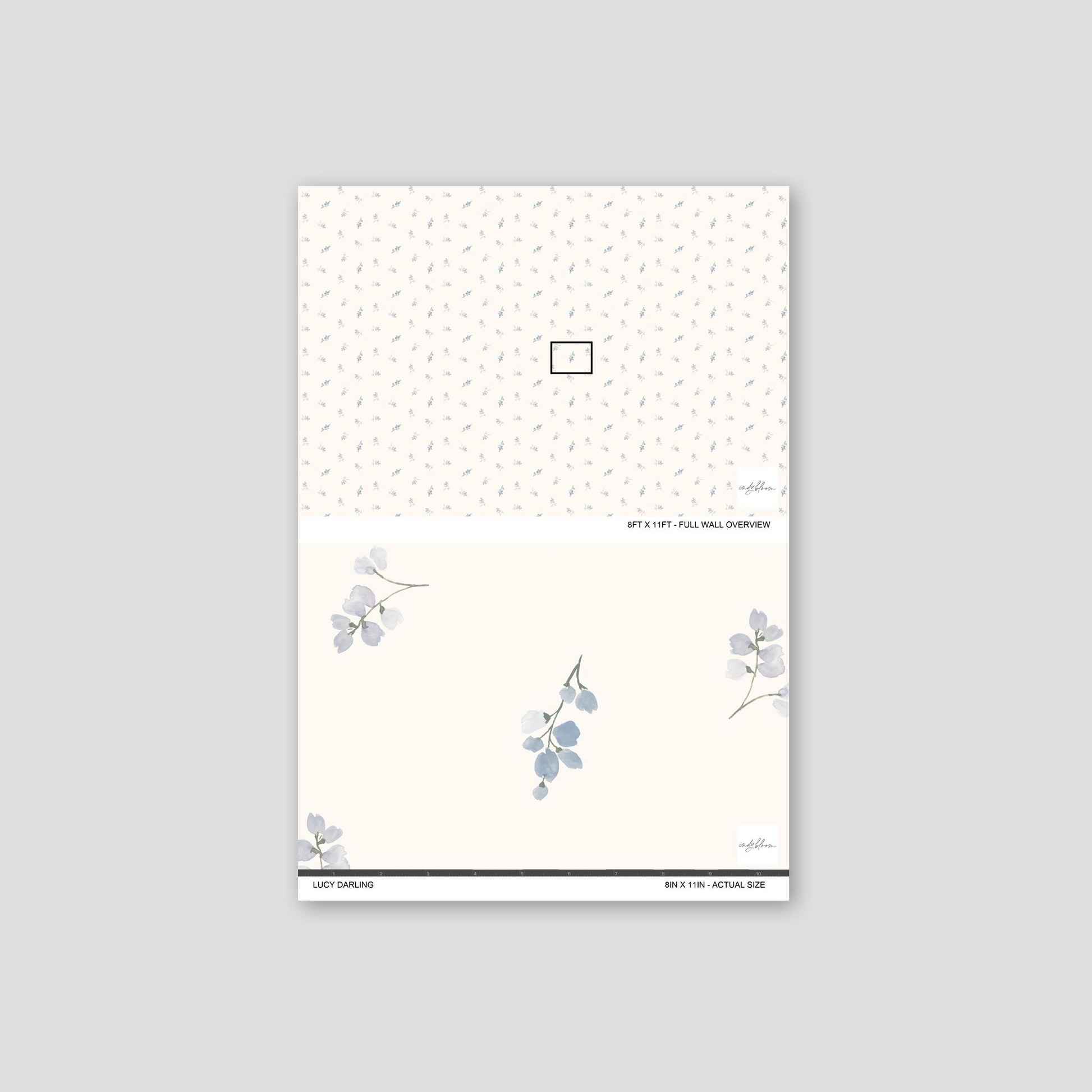 sample beautiful blue floral sage green florals in watercolor wallpaper panels