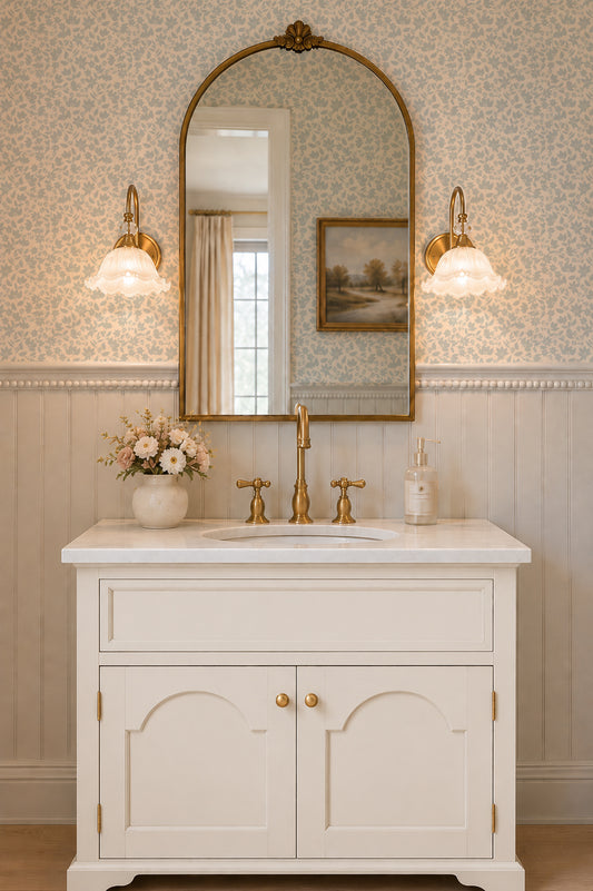 Hanna in creamy blue jean removable wallpaper by Indy Bloom Design