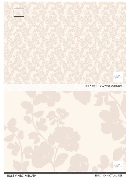 sample of peel and stick floral blush and cream wallpaper