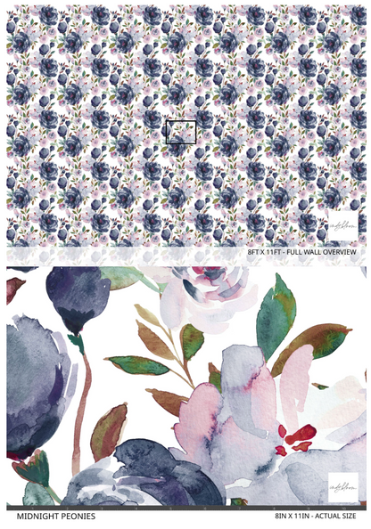 Two floral patterned products side by side, one with blue flowers and the other with watercolor flowers.