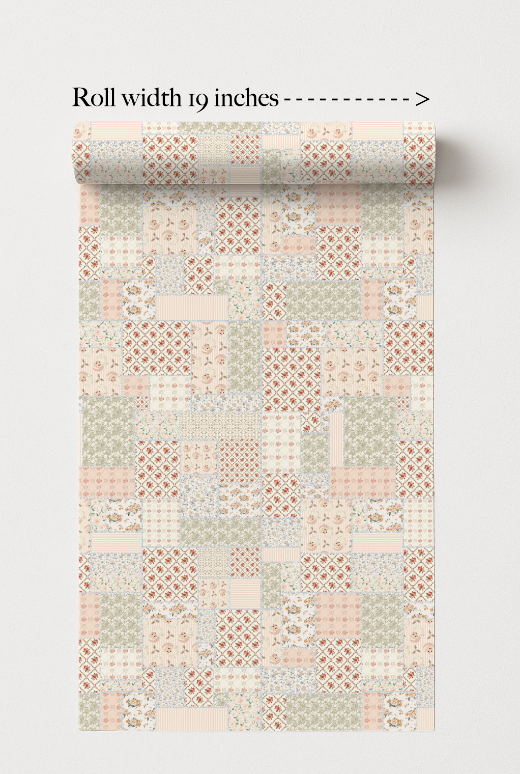 Roll of patterned wallpaper with a checkered design on a white background