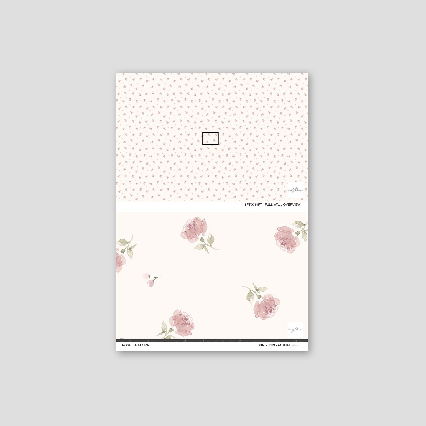Rosette floral wallpaper with soft pink blooms on a creamy background, delicate and romantic.