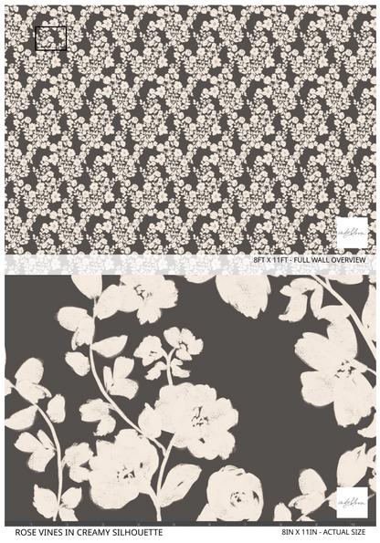 Chocolate brown cream wallpaper floral sample